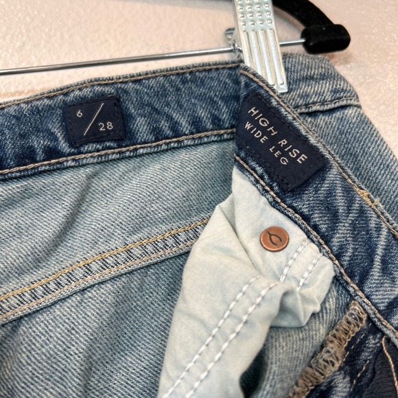 Lucky Brand High Rise Wide Leg Distressed Jeans Medium Wash Women's Size 6 - Picture 3 of 11